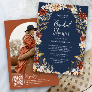 Invitación Terracotta Floral Jardinera Azul Marino Despedida