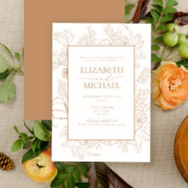 Invitación Terracotta Floral Line Art Post Boda Brunch