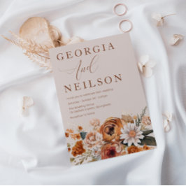 Invitación Terracotta Floral Naranja Brown Otoño Boda otoño