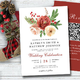 Invitación Terracotta Floral Navidades Boda de Invierno Códig