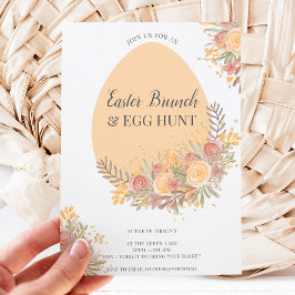 Invitación Terracotta floral oro de la caza de huevos de brun