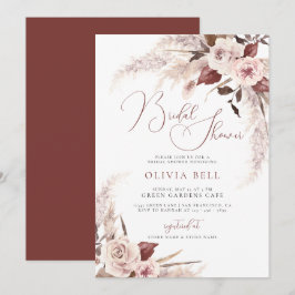 Invitación Terracotta Floral Pampas Earthy Boho Bridal Shower