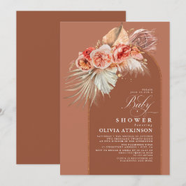 Invitación Terracotta Floral Pampas Grass Boho Baby Shower
