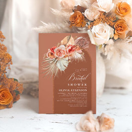 Invitación Terracotta Floral Pampas Grass Boho Bridal Shower