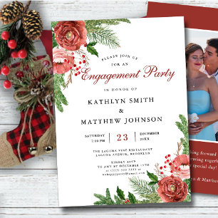 Invitación Terracotta Floral Pine Bough Engagement Party