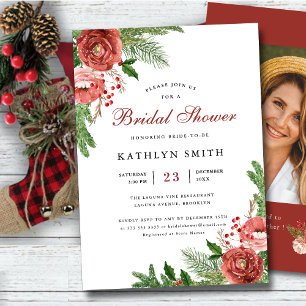 Invitación Terracotta Floral Pino Bough Foliage Ducha de novi
