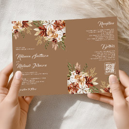 Invitación Terracotta Floral Wildflower Beige Tan Wedding