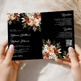 Invitación Terracotta Floral Wildflower Black Wedding