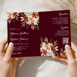 Invitación Terracotta Floral Wildflower Burgundy Wedding