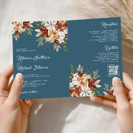 Invitación Terracotta Floral Wildflower Dusty Blue Wedding