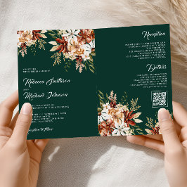 Invitación Terracotta Floral Wildflower Emerald Green Wedding
