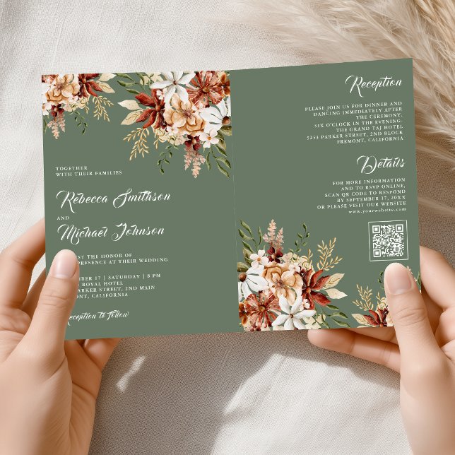 Invitación Terracotta Floral Wildflower Sage Green Wedding (Subido por el creador)