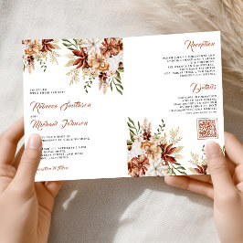 Invitación Terracotta Floral Wildflower White Wedding