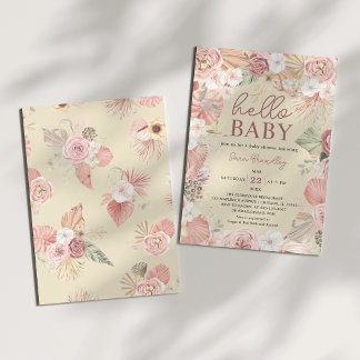 Invitación Terracotta Flores Secas Tropicales Baby Shower