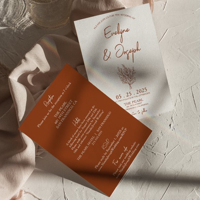 Invitación Terracotta Froral Botánica Todo En Un Boda (Subido por el creador)