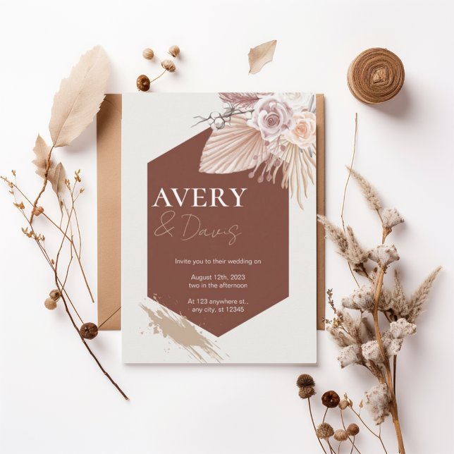 Invitación Terracotta Geometric Boho Wedding Invitation (Subido por el creador)