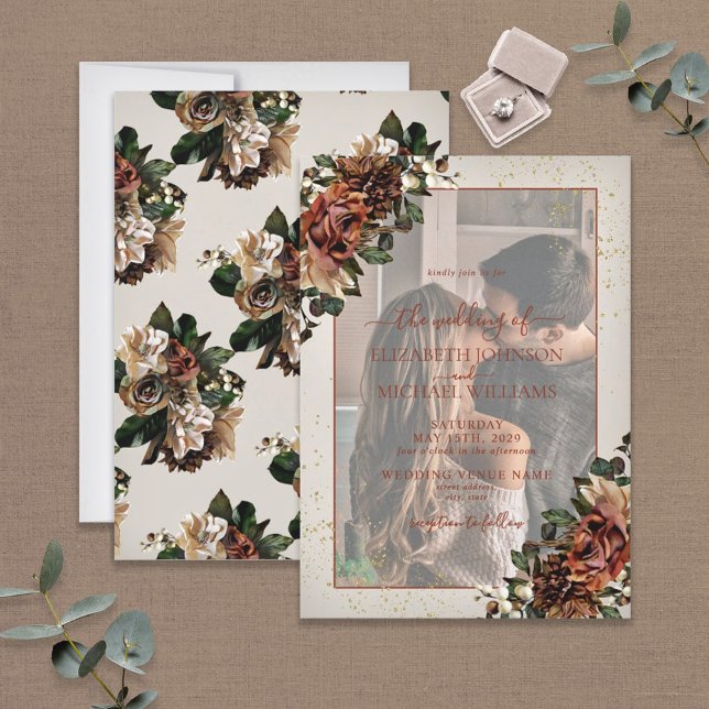 Invitación Terracotta Greenery Vellum Overlay Boda (Subido por el creador)