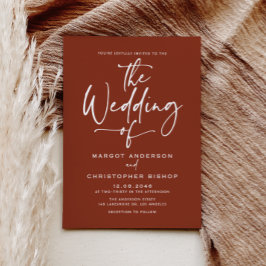 Invitación Terracotta Hand Lettered Calligraphy Boda