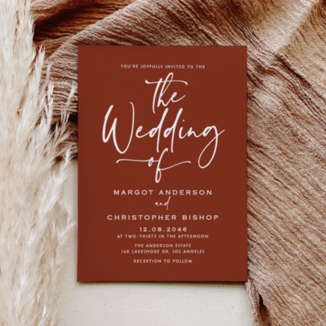 Invitación Terracotta Hand Lettered Calligraphy Boda (Subido por el creador)