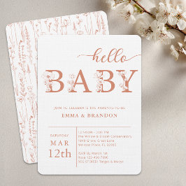 Invitación Terracotta Hello Baby Wildflower Invitation