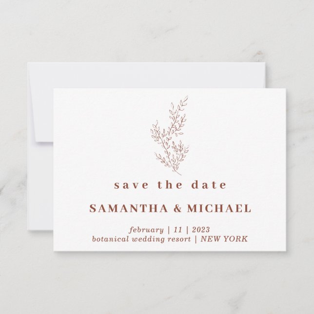 Invitación Terracotta Indie Autumn Floral Guardar fecha (Anverso)