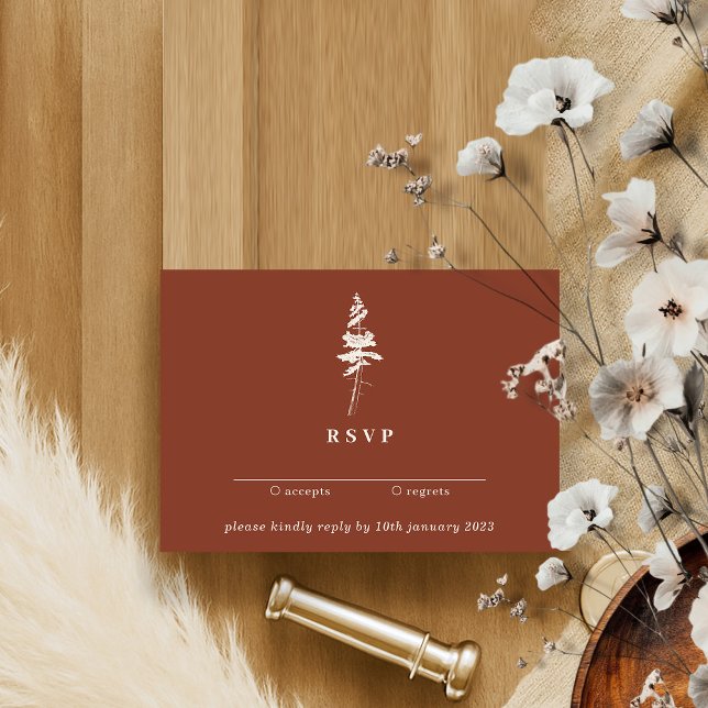 Invitación Terracotta Indie Rustic Pine Tree Boda (Subido por el creador)