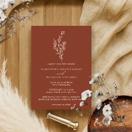 Invitación Terracotta Ivory Bouquet Boho Botánico Mínimo