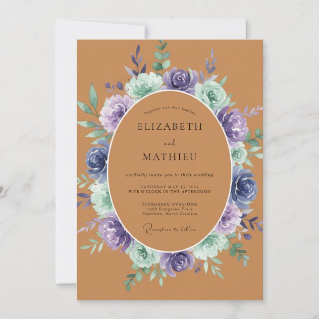 Invitación Terracotta Lavender Floral Romance Wedding (Anverso)
