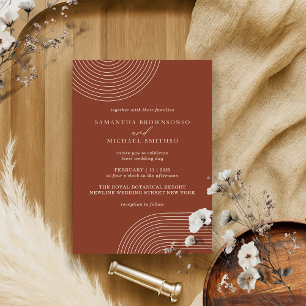 Invitación Terracotta Marfil Geometric Boho Minimal Line Art