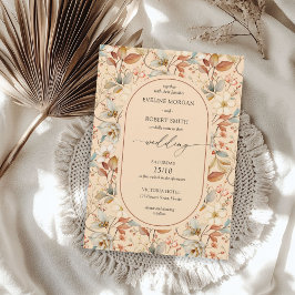 Invitación Terracotta Marfil Rust Boho Arch Wildflowers