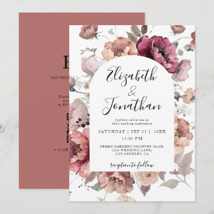 Invitación Terracotta Marsala Burgundy Fall Boda de código QR