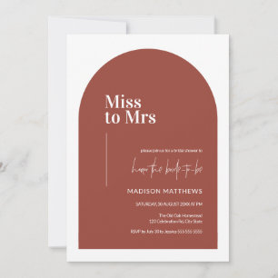 Invitación Terracotta Minimal Arch Miss Sra. Bridal Shower 