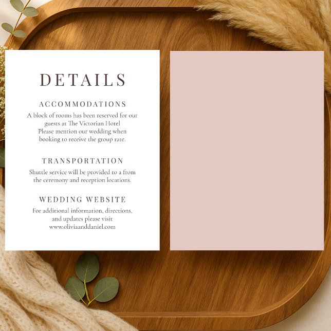Invitación Terracotta Minimalist Elegant Wedding Details (Subido por el creador)