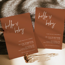 Invitación Terracotta Minimalista Baby Shower | Sexo Neutral