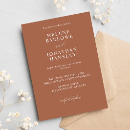 Invitación Terracotta Minimalista Clásica Elegante Boda