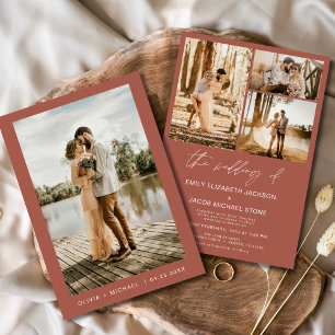Invitación Terracotta Minimalista elegante Boda de fotografía