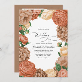 Invitación Terracotta, Mocha & Champagne Floral Wedding