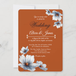 Invitación Terracotta Moda Floral Azul Anemone Boda de otoño