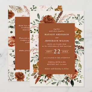 Invitación Terracotta moda floral elegante detalles de boda Q
