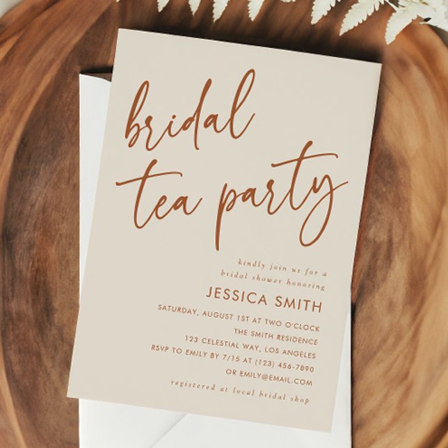 Invitación Terracotta Modern Boho Bridal Tea Party Shower (Subido por el creador)