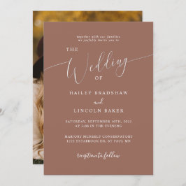 Invitación Terracotta Modern Minimal Photo Boda