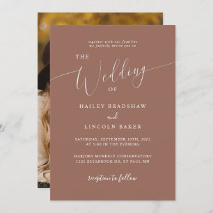 Invitación Terracotta Modern Minimal Photo Boda
