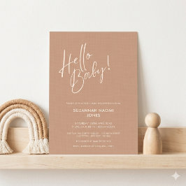 Invitación Terracotta Modern Minimalist Hello Baby Shower