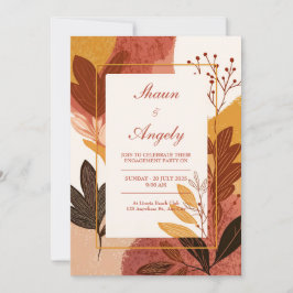 Invitación Terracotta Mustard Abstract Leaf Wedding