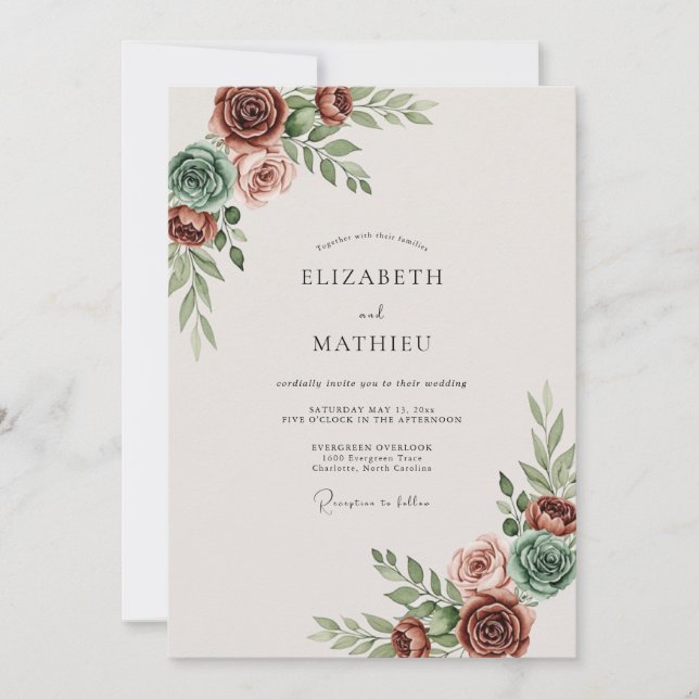 Invitación Terracotta Muted Bohemian Wedding (Anverso)