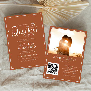 Invitación Terracotta Nada Lujo Solo Amor Código QR Boda