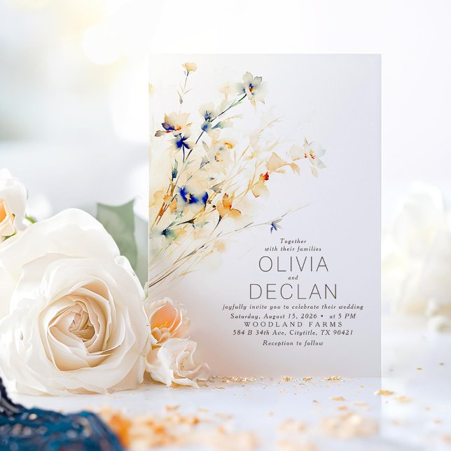 Invitación Terracotta Naranja Marina Boda de Caída Floral Azu (Fall Wedding Invitation)