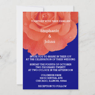 Invitación Terracotta Naranja Marina Floral Boda del Boho Azu