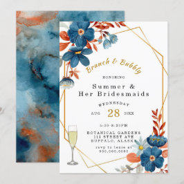 Invitación Terracotta Naval Azul Brunch y Bubbly