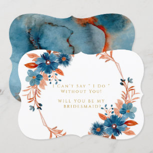 Invitación Terracotta Naval Floral Serás Mi Novia